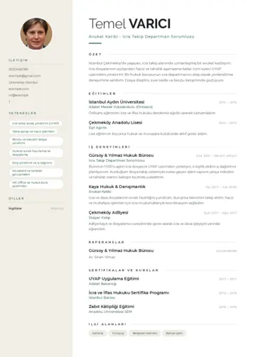 Hukuk Sekreteri Cv Örnekleri cv indir